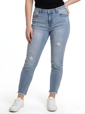 Buffalo David Bitton Jess  Light Blue Mid Rise Skinny Cropped Jeans